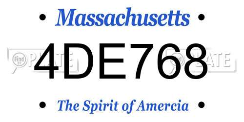 4DE768 Massachusetts License Plate