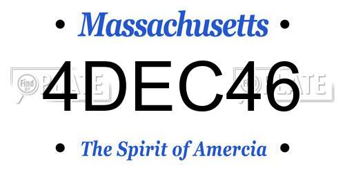 4DEC46 Massachusetts License Plate
