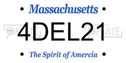 4DEL21 Massachusetts License Plate