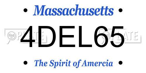 4DEL65 Massachusetts License Plate