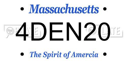4DEN20 Massachusetts License Plate