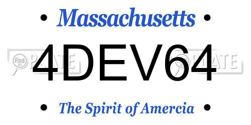 4DEV64 Massachusetts License Plate