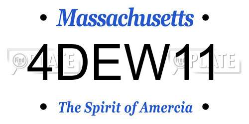 4DEW11 Massachusetts License Plate