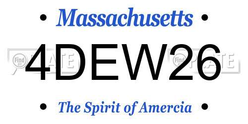 4DEW26 Massachusetts License Plate