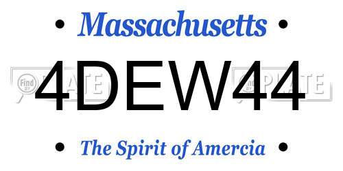 4DEW44 Massachusetts License Plate