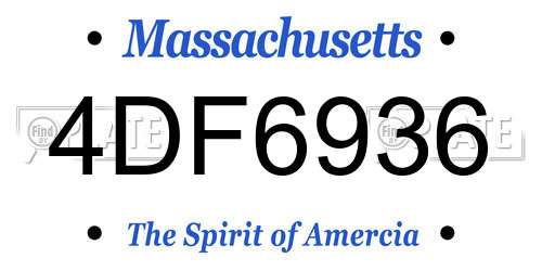 4DF6936 Massachusetts License Plate
