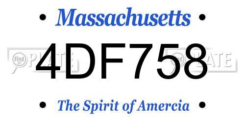 4DF758 Massachusetts License Plate