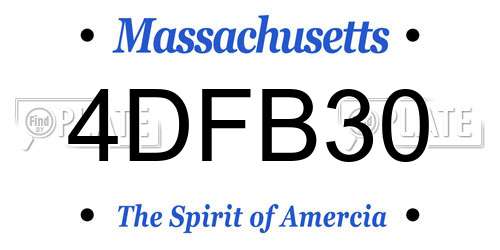 4DFB30 Massachusetts License Plate