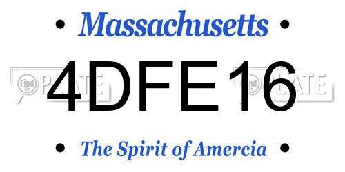 4DFE16 Massachusetts License Plate