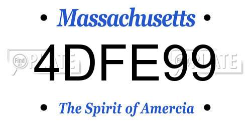 4DFE99 Massachusetts License Plate