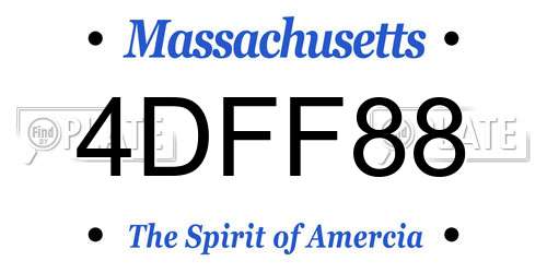 4DFF88 Massachusetts License Plate