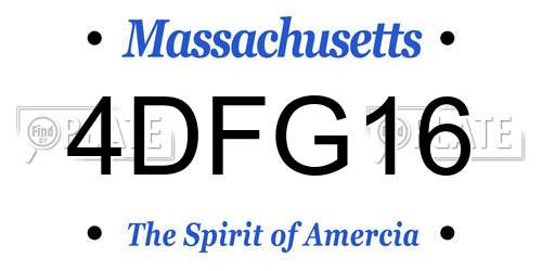 4DFG16 Massachusetts License Plate