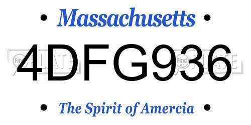 4DFG936 Massachusetts License Plate