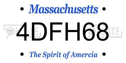 4DFH68 Massachusetts License Plate
