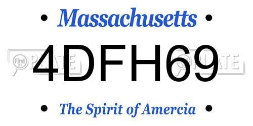 4DFH69 Massachusetts License Plate