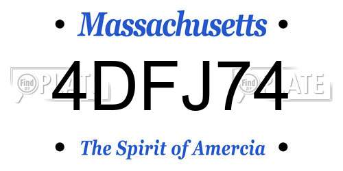 4DFJ74 Massachusetts License Plate