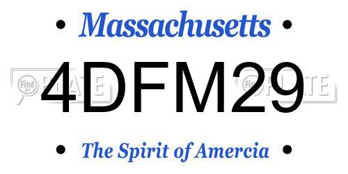 4DFM29 Massachusetts License Plate