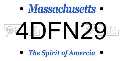 4DFN29 Massachusetts License Plate