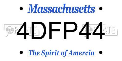 4DFP44 Massachusetts License Plate