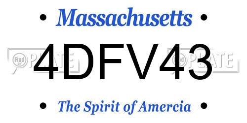 4DFV43 Massachusetts License Plate