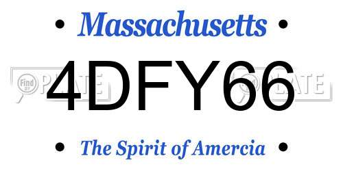 4DFY66 Massachusetts License Plate