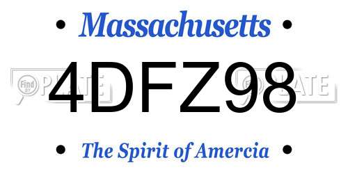 4DFZ98 Massachusetts License Plate