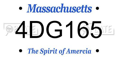 4DG165 Massachusetts License Plate