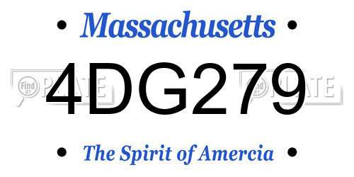 4DG279 Massachusetts License Plate
