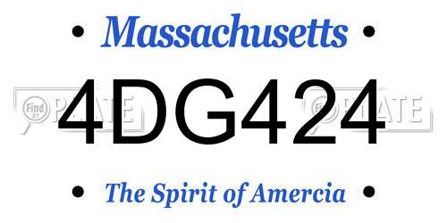 4DG424 Massachusetts License Plate
