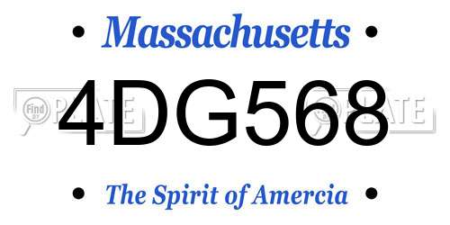 4DG568 Massachusetts License Plate