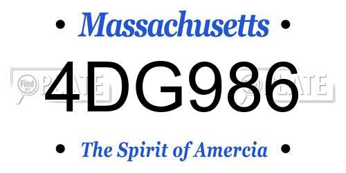 4DG986 Massachusetts License Plate