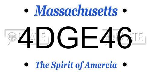 4DGE46 Massachusetts License Plate