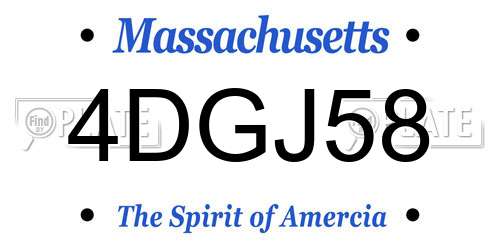 4DGJ58 Massachusetts License Plate