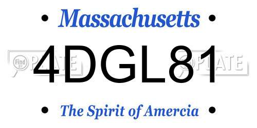 4DGL81 Massachusetts License Plate