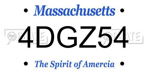 4DGZ54 Massachusetts License Plate