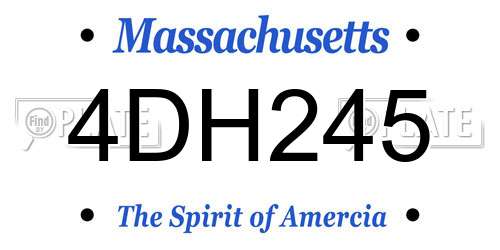 4DH245 Massachusetts License Plate