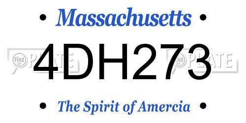 4DH273 Massachusetts License Plate