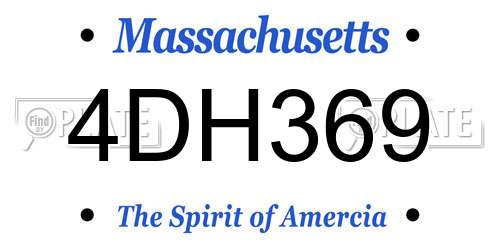 4DH369 Massachusetts License Plate