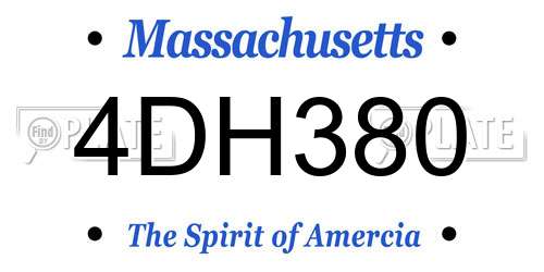 4DH380 Massachusetts License Plate