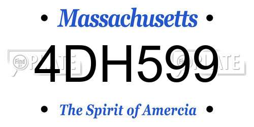 4DH599 Massachusetts License Plate