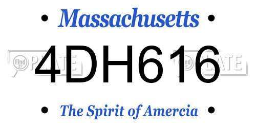 4DH616 Massachusetts License Plate