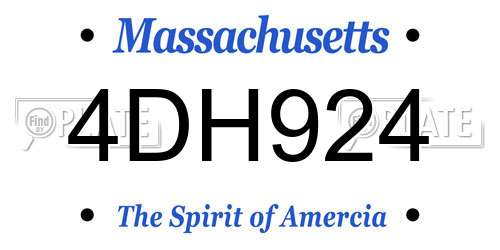 4DH924 Massachusetts License Plate