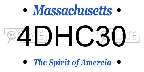 4DHC30 Massachusetts License Plate