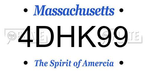 4DHK99 Massachusetts License Plate