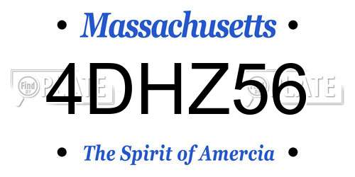4DHZ56 Massachusetts License Plate