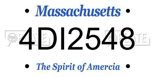 4DI2548 Massachusetts License Plate