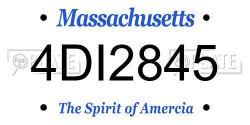 4DI2845 Massachusetts License Plate