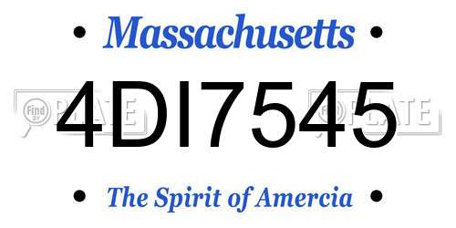 4DI7545 Massachusetts License Plate