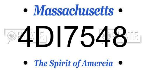 4DI7548 Massachusetts License Plate