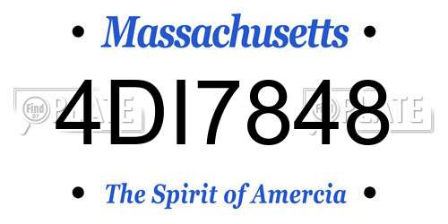 4DI7848 Massachusetts License Plate